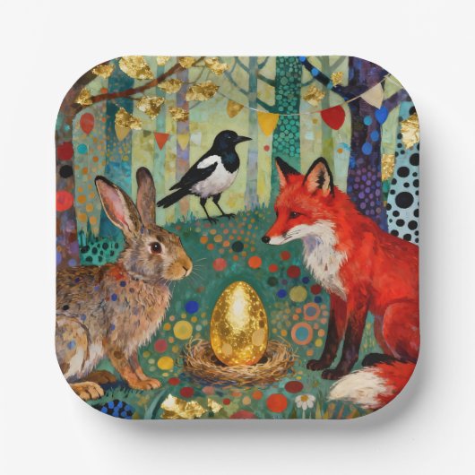 Rabbit, Magpie, Fox and “The Golden Goose Egg” Papieren Bordje (Voorkant)
