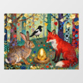 Rabbit, Magpie, Fox and “The Golden Goose Egg” Raamsticker (Vel)