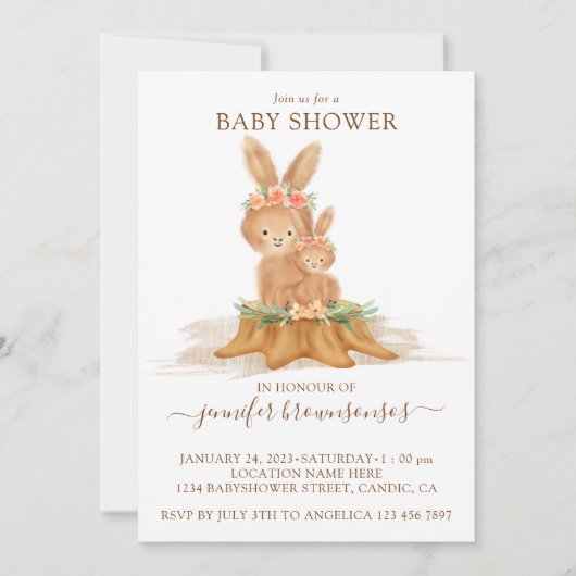 Rabbit mama Bunny Baby Kaart (Voorkant)