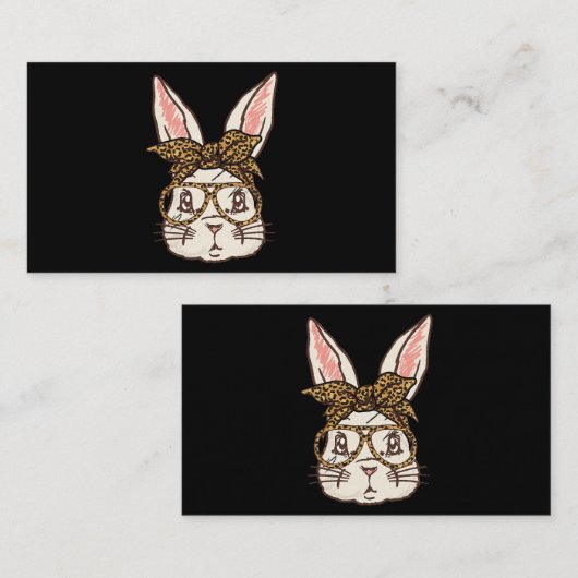 Rabbit mama Bunny met leopard Glasses Headband Visitekaartje (Voorkant / Achterkant)