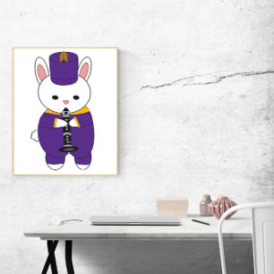 Rabbit Marching Band Klarinet Paarse Geel Poster