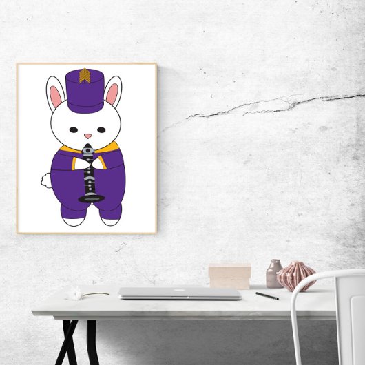 Rabbit Marching Band Klarinet Paarse Geel Poster