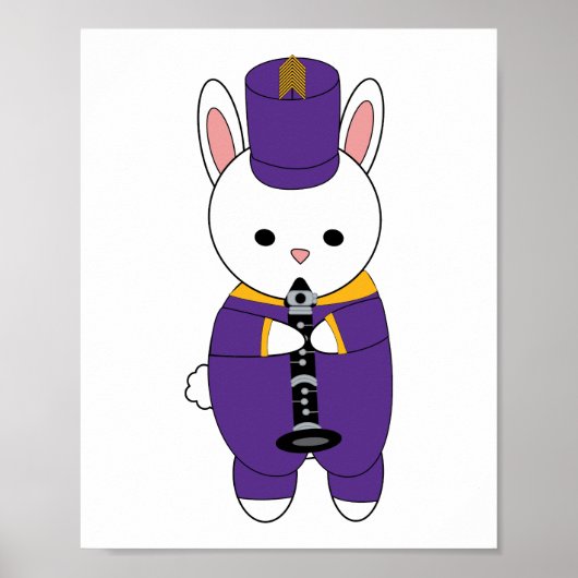 Rabbit Marching Band Klarinet Paarse Geel Poster (Voorkant)