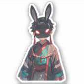 Rabbit Mask Kimono Sticker – Dark Kawaii (Voorkant)