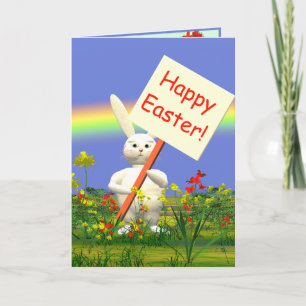 Rabbit met Happy Easter Sign Feestdagen Kaart