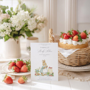 Rabbit Mom en aardbeien Baby shower Kaart