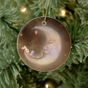 Rabbit Moon on a Zee of Clouds Ornament