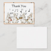 Rabbit Musician Bedankt! Notitiekaartje (Voorkant / Achterkant)