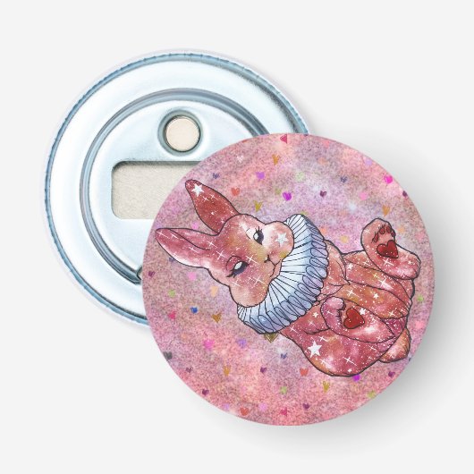 Rabbit named Ladybug Button Flesopener (Voorkant)