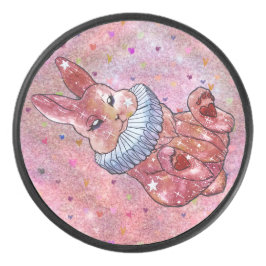 Rabbit named Ladybug Hockey Puck