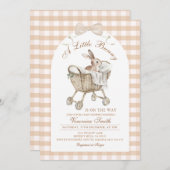 Rabbit Neutral Beige Bunny Baby Shower Kaart (Voorkant / Achterkant)