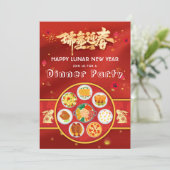 Rabbit New Year 2023 Celebration Dinner Party Kaart (Staand voorkant)