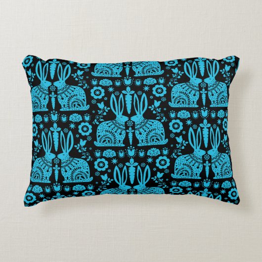 Rabbit Nordic Scandinavian Folk Art Accent Kussen (Voorkant)