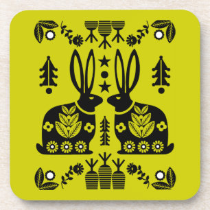 Rabbit Nordic Scandinavian Folk Art Bier Onderzetter