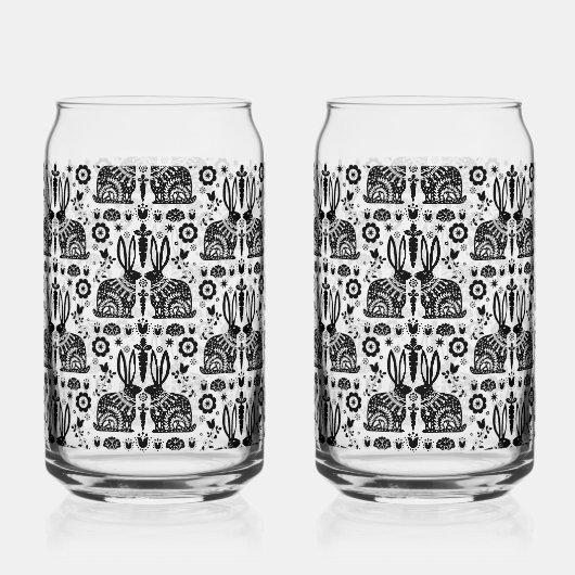 Rabbit Nordic Scandinavian Folk Art Blikvorm Glas (Voorkant)