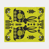 Rabbit Nordic Scandinavian Folk Art Fleece Deken (Voorkant (Horizontaal))