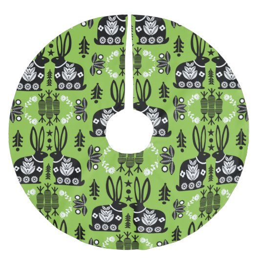 Rabbit Nordic Scandinavian Folk Art Kerstboom Rok (Voorkant)