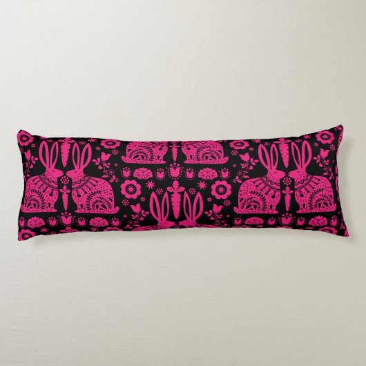 Rabbit Nordic Scandinavian Folk Art Lichaamskussen (Achterkant)