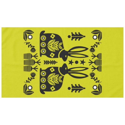 Rabbit Nordic Scandinavian Folk Art Tablecloth Tafelkleed (Voorkant (Horizontaal))