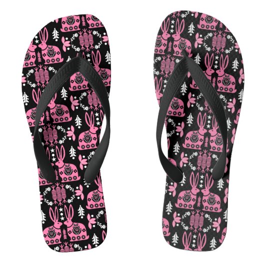 Rabbit Nordic Scandinavian Folk Art Tablecloth Teenslippers (Voetbed)