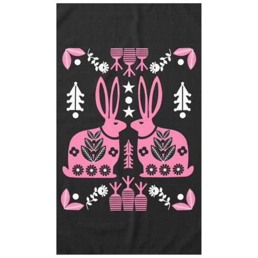 Rabbit Nordic Scandinavian Folk Art Tafelkleed (Voorkant)