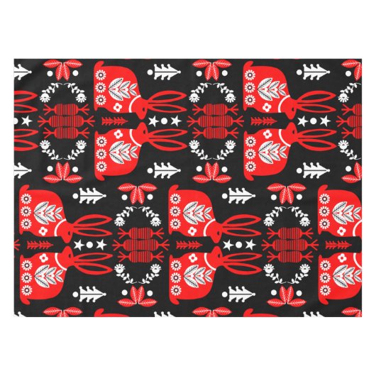 Rabbit Nordic Scandinavian Folk Art Tafelkleed (Voorkant (Horizontaal))