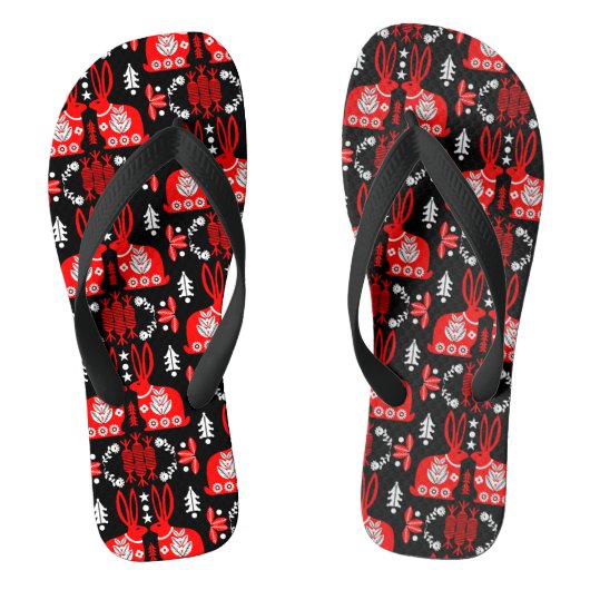 Rabbit Nordic Scandinavian Folk Art Teenslippers (Voetbed)