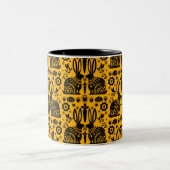 Rabbit Nordic Scandinavian Folk Art Tweekleurige Koffiemok (Center)