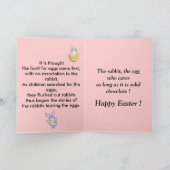 Rabbit of the Egg Pink Easter Kaart (Binnen)
