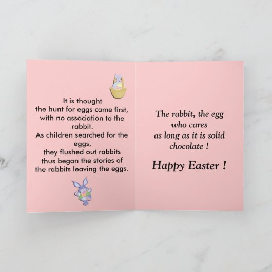 Rabbit of the Egg Pink Easter Kaart (Binnen)