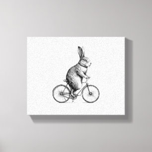 Rabbit On A Bike Bunny Fietsen Fietsen Fietsen Man Canvas Afdruk