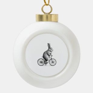 Rabbit On A Bike Bunny Fietsen Fietsen Fietsen Man Keramische Bal Ornament