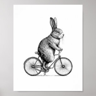 Rabbit On A Bike Bunny Fietsen Fietsen Fietsen Man Poster