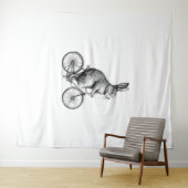 Rabbit On A Bike Bunny Fietsen Fietsen Fietsen Man Wandkleed (In Situ (horizontaal))