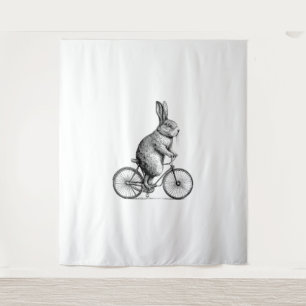 Rabbit On A Bike Bunny Fietsen Fietsen Fietsen Man Wandkleed