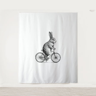 Rabbit On A Bike Bunny Fietsen Fietsen Fietsen Man Wandkleed