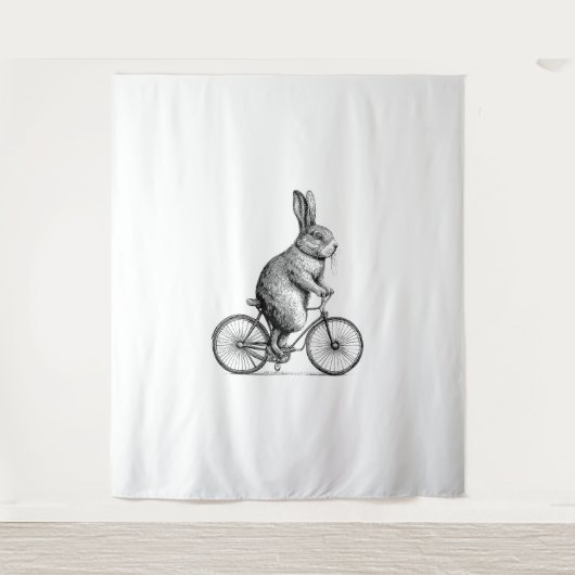 Rabbit On A Bike Bunny Fietsen Fietsen Fietsen Man Wandkleed (Voorkant)