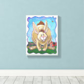 Rabbit Party Center Canvas Afdruk (Insitu (Houten vloer))