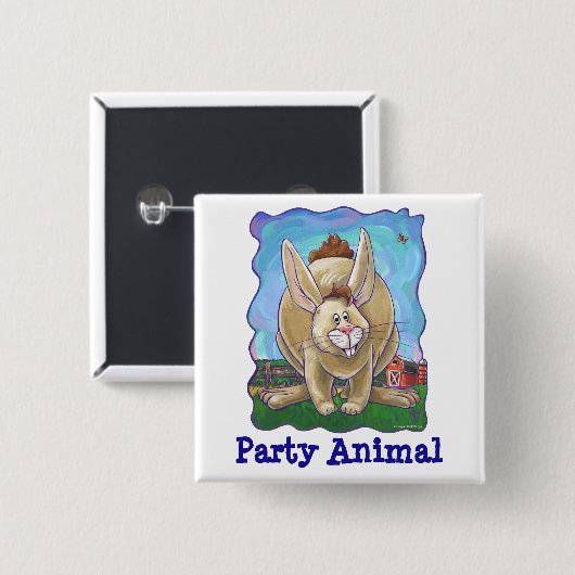Rabbit Party Center Vierkante Button 5,1 Cm (Voorkant /achterkant)