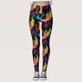 Rabbit Pattern Matching Black Leggings (Voorkant)