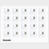 Rabbit Peeking Over a Snowdrift Vierkante Sticker (Vel)