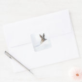 Rabbit Peeking Over a Snowdrift Vierkante Sticker (Envelop)