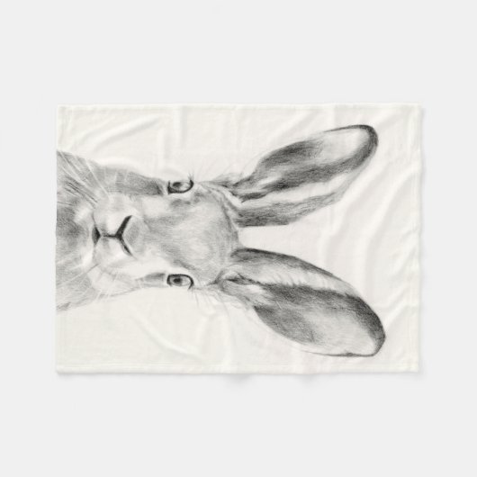 Rabbit Pencil Tekening Fleece Deken (Voorkant (Horizontaal))