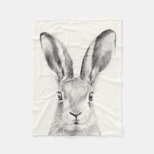 Rabbit Pencil Tekening Fleece Deken (Voorkant)