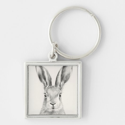 Rabbit Pencil Tekening Sleutelhanger (Voorkant)