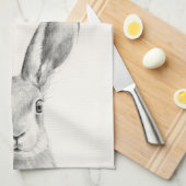 Rabbit Pencil Tekening Theedoek (Quarter Fold)