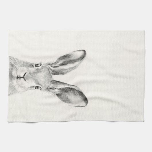 Rabbit Pencil Tekening Theedoek (Horizontaal)