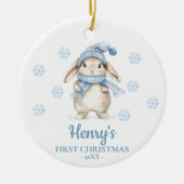 Rabbit Personalized Baby's First Christmas Keramisch Ornament (Voorkant)