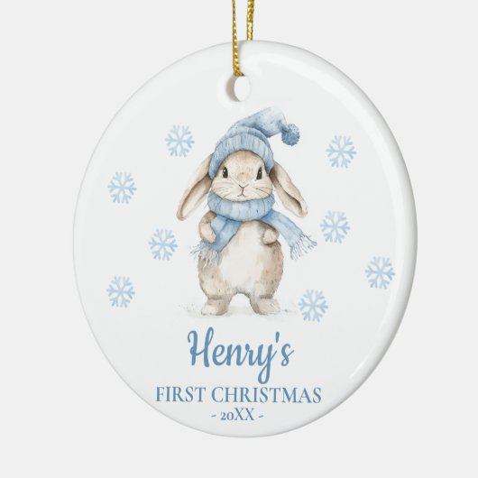 Rabbit Personalized Baby's First Christmas Keramisch Ornament (Links)
