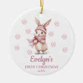 Rabbit Personalized Girl's First Christmas Keramisch Ornament (Voorkant)